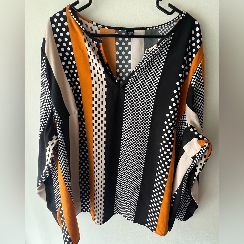 Shein Curve Blouse Orange Black size 4X